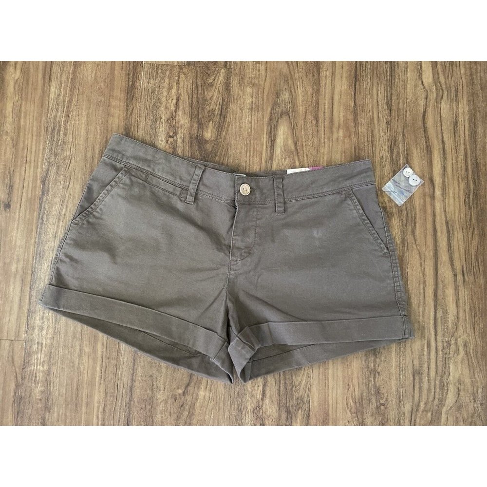 Ocean Pacific OP V Notch Cuff Shorts Urban Khaki Brown Juniors11 New Vintage Tag
